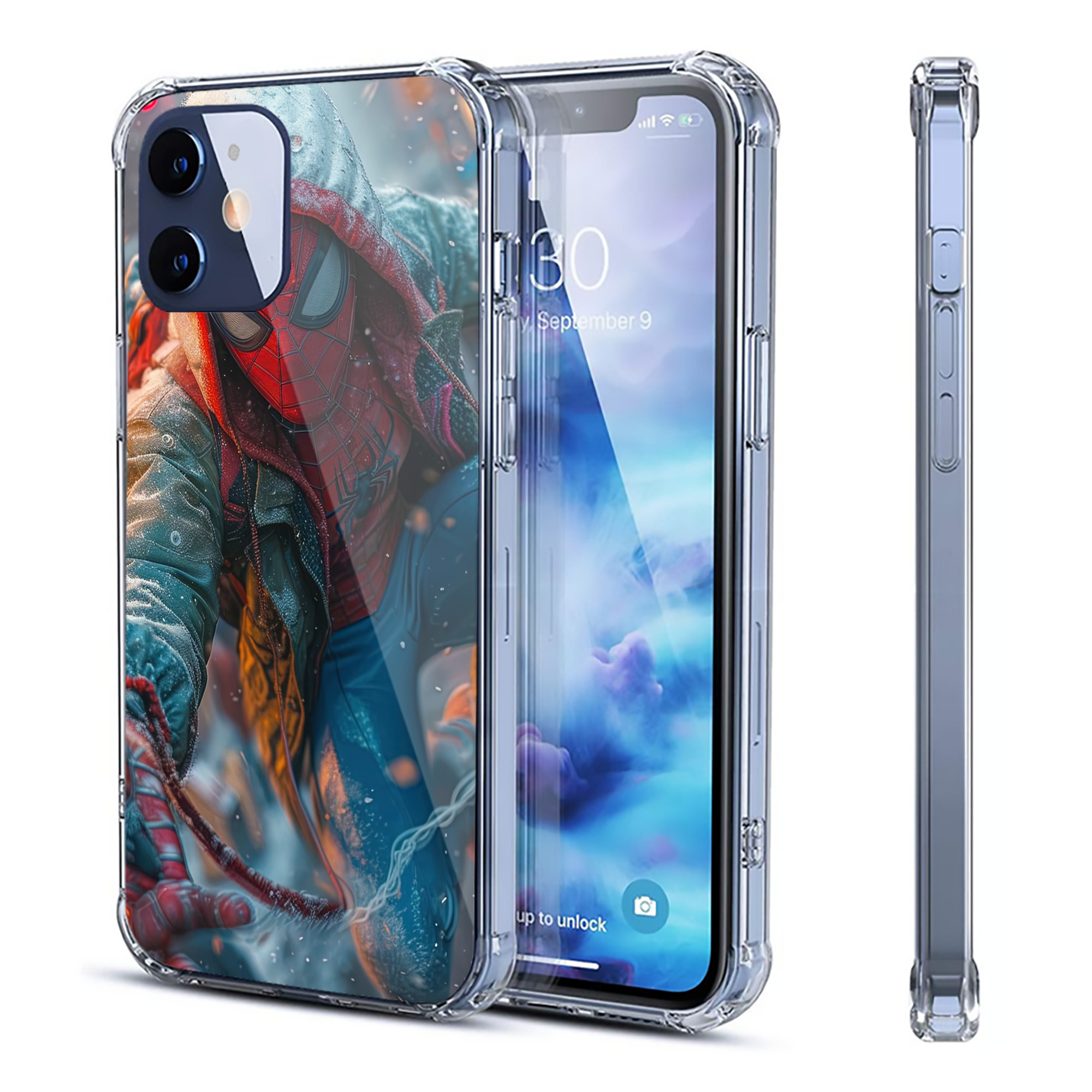 （画像用） Spider Man スパイダーマン 【iPhone 12シリーズ対応】透明スマホケース（クリアソフトケース）